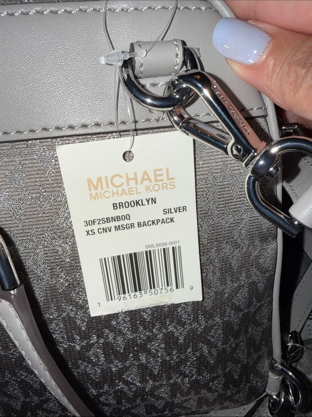 NWT Michael Kors Brooklyn Extra-Small Logo Backpack in Silver    Now U